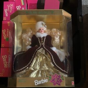 Barbie Happy Holidays Doll in Burgundy and Gold